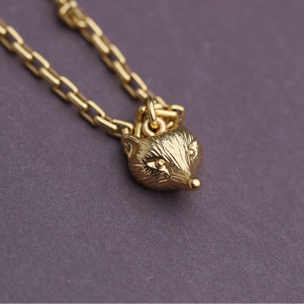 Rare Madewell Gold Fox Head Pendant Necklace